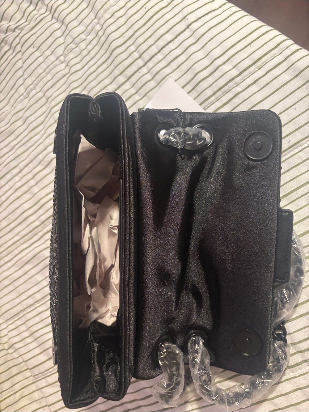 Kurt Geiger Black Sequin Shoulder Bag with Chain Strap - Picture 5 of 6